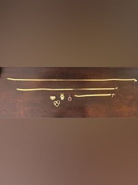 Gold Tone Mixed Necklace, Bracelet  and Charm Set - Classic Everyday Layering
